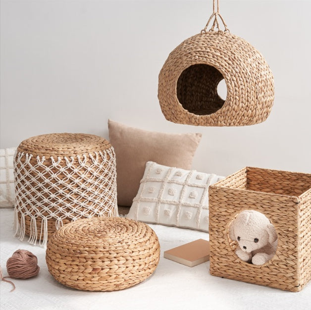 Weaving Rattan Square Cat Bed Cave